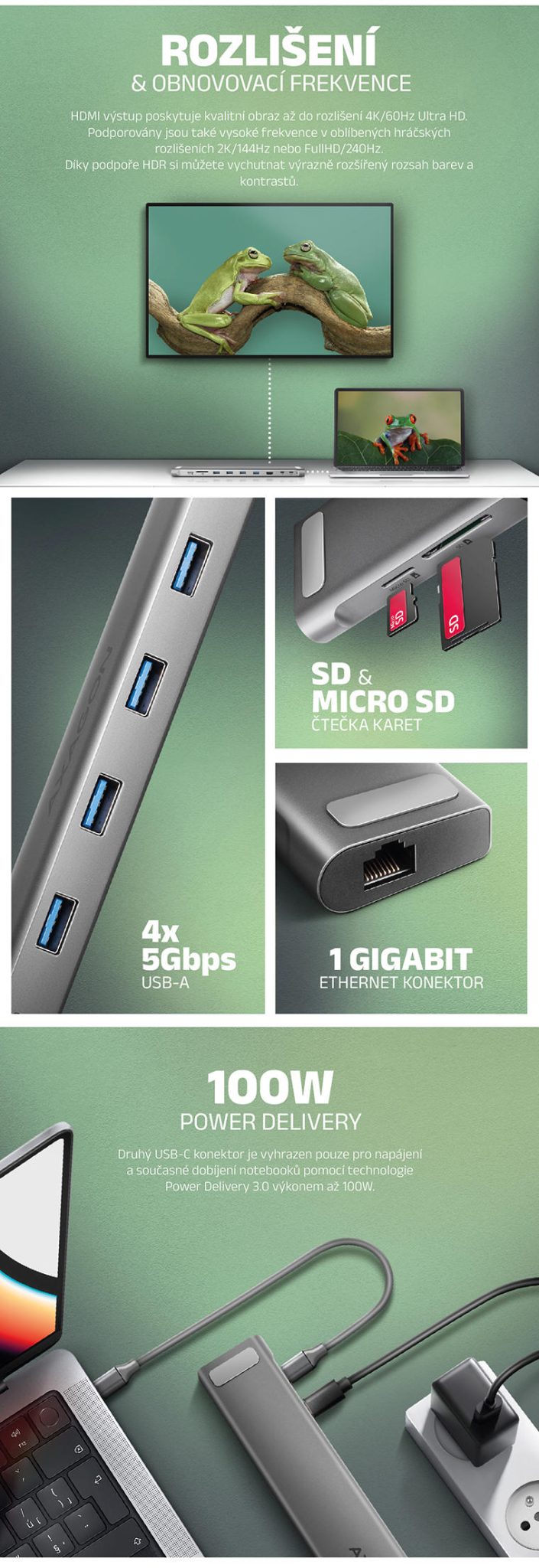 AXAGON HMC - 10HLS USB-C 9in1 HUB