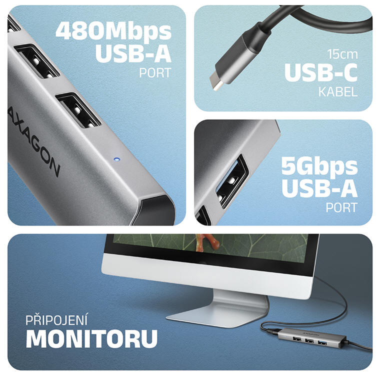 AXAGON STARTER USB-C 4in1 HUB