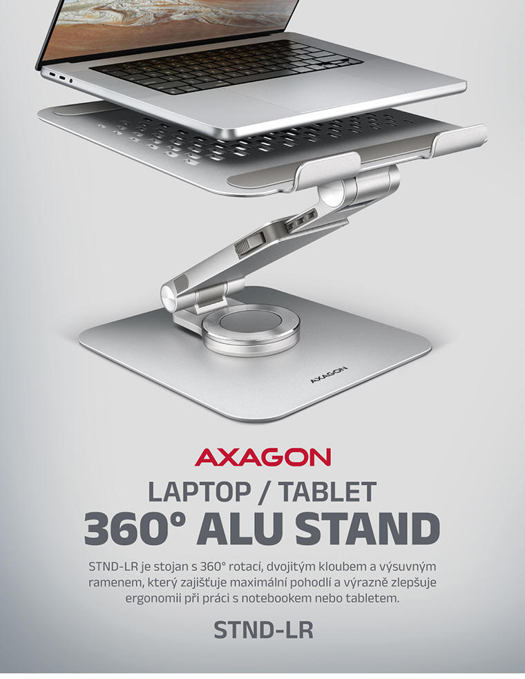 AXAGON Stojan pro notebook a tablet s 360° rotací