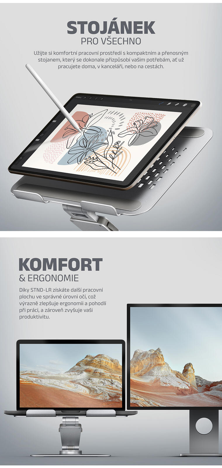 AXAGON Stojan pro notebook a tablet s 360° rotací