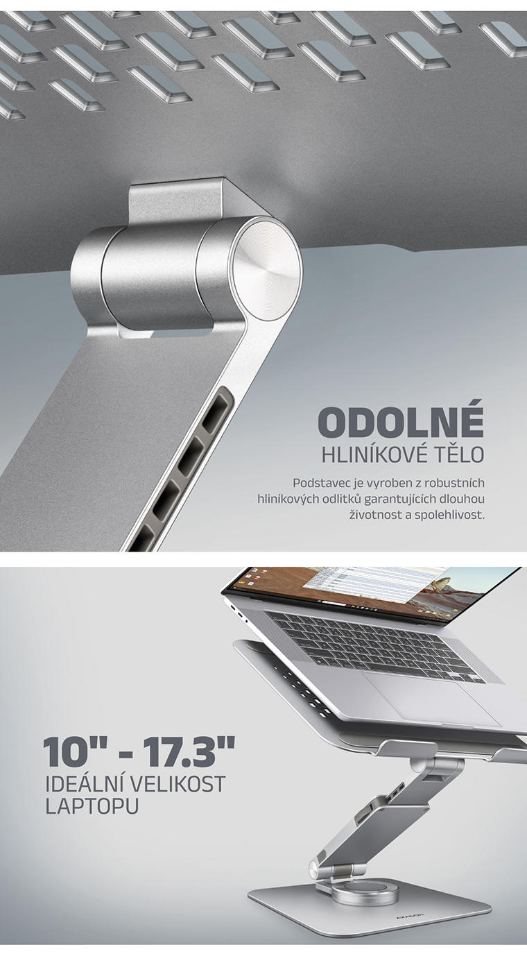 AXAGON Stojan pro notebook a tablet s 360° rotací