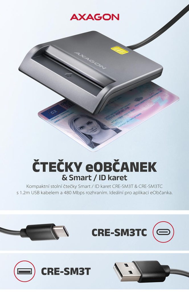 AXAGON - čtečka Smart/ ID karet včetně občanky