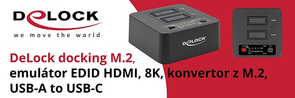 DeLock docking M.2, Emulátor EDID HDMI, 8K, Konvertor z M.2, USB-A to USB-C