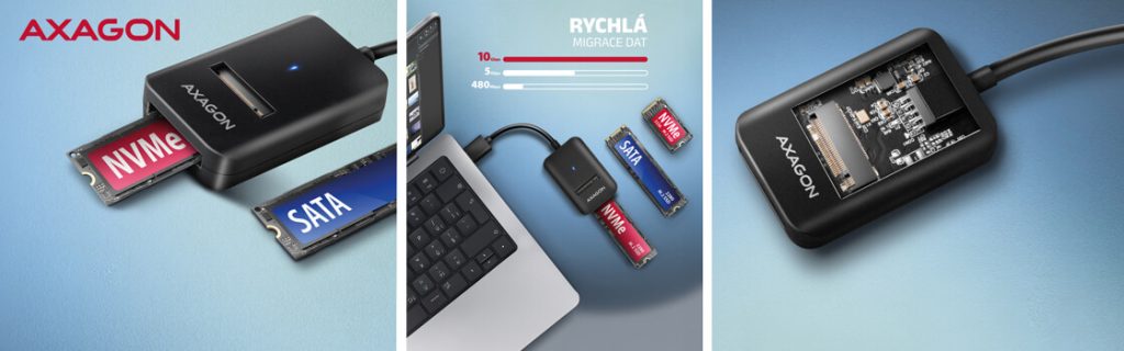 Axagon M.2 adaptéry pro rychlé připojení SSD
